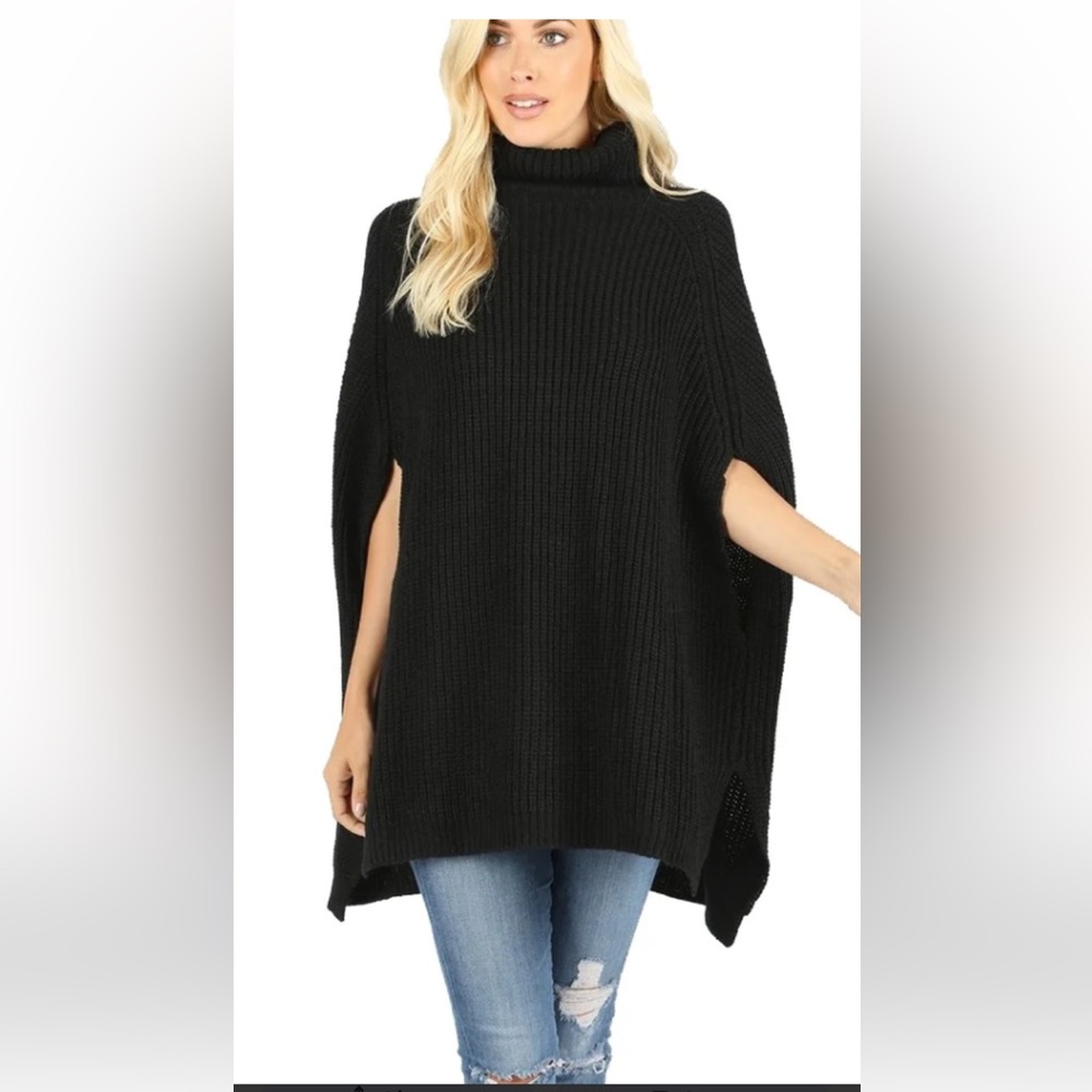 Cashmere Halogen poncho cowl turtleneck one size fits all